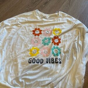 Fantastic Fawn Long Sleeve Tee - White with Colorful Flowers